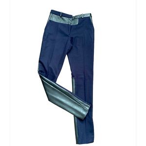 Celine Leather Wool Black Full Linen Trouser Size 38